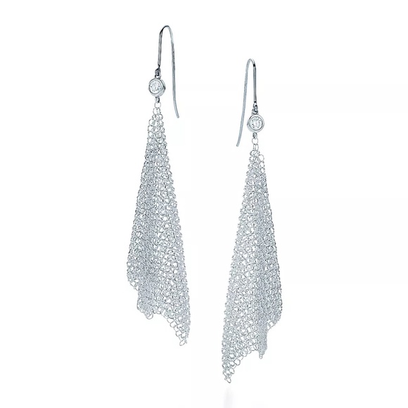 Elsa Peretti Mesh Scarf Diamond Earrings - Picture 1 of 4